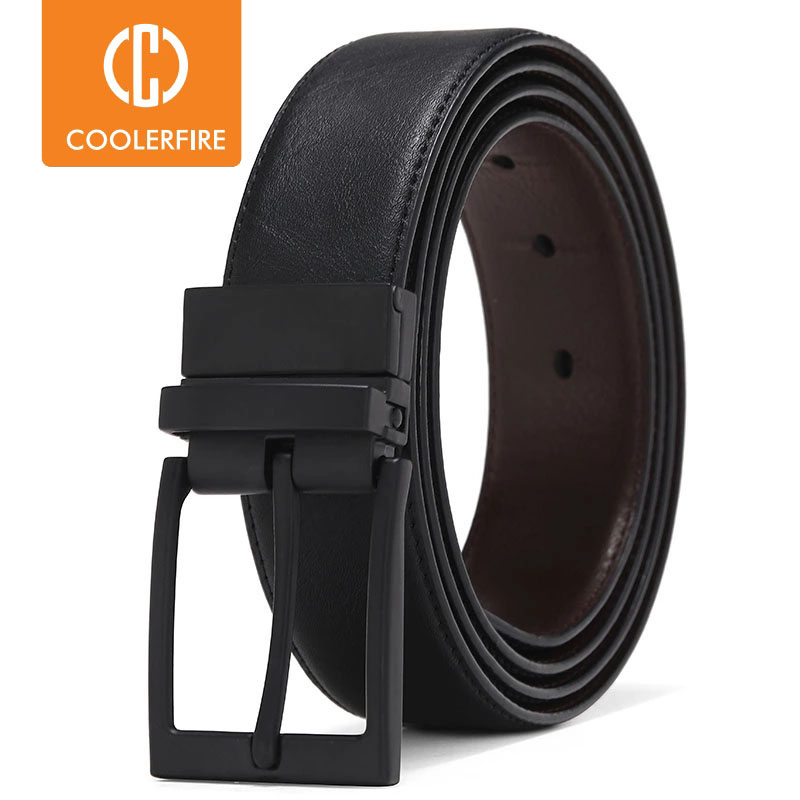 Corset Waist Cinch - เข็มขัดผู้ชาย เข็มขัดสำหรับชุดทำงาน เข็มขัดหนังแท้ หัวเข็มขัดแบบกลับด้านได้ สีน้ำตาลและสีดำ แฟชั่นสำหรับทำงานและลำลอง