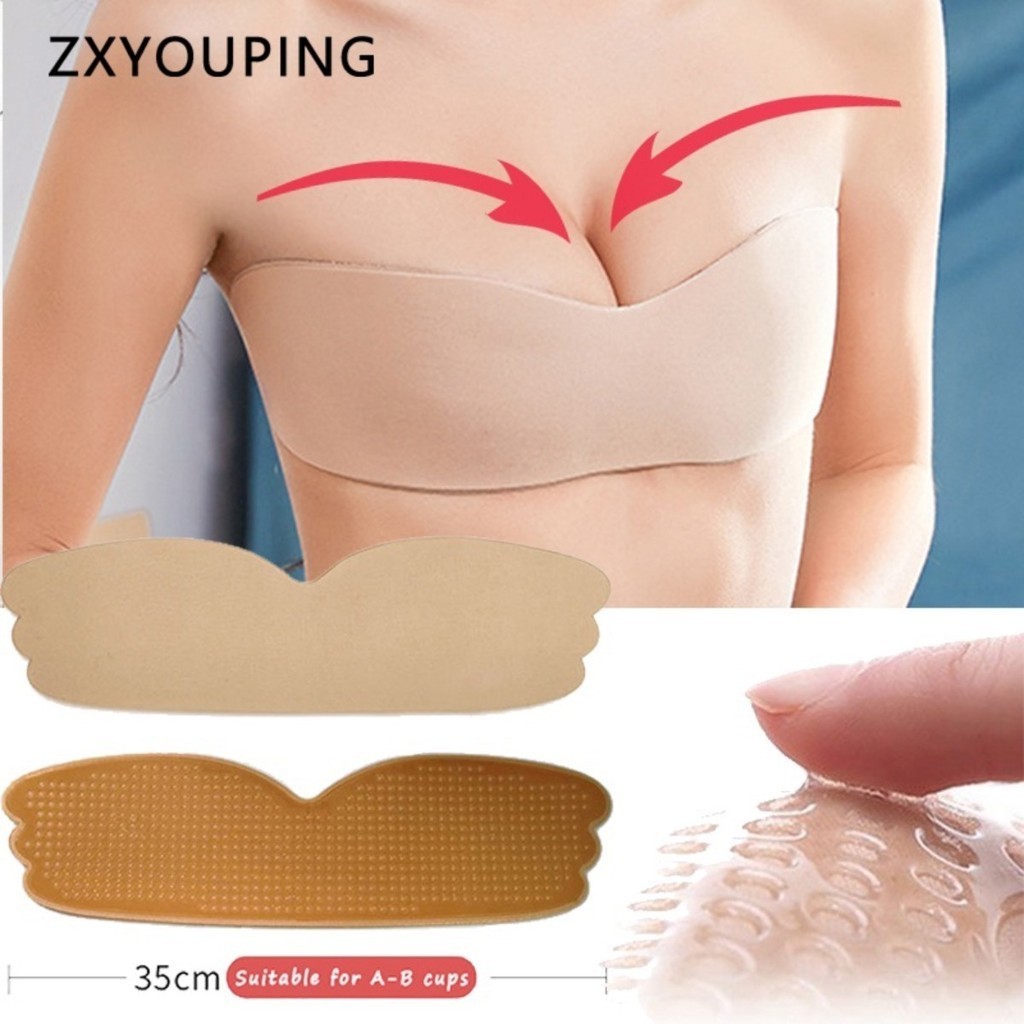 Silicone Bra Adhesive - สติกเกอร์แปะหน้าอกหนึ่งชิ้นสำหรับผู้หญิงใช้ซ้ำได้ชุดชั้นในซิลิโคนดันทรงไร้รอยต่อ