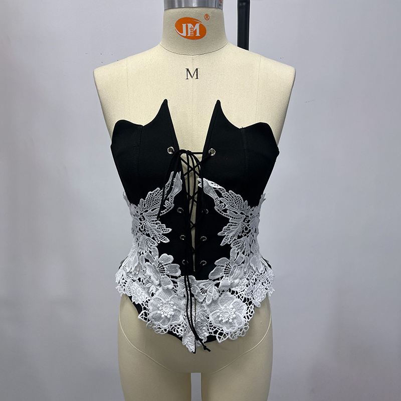 Corset Waist Cinch - ชุดคอร์เซ็ตทรงบัสเทียร์รัดรูปสำหรับผู้หญิง BKLD สไตล์วินเทจหรูหรา ลายดอกไม้ตัดกัน แบบไร้สาย รัดเอว